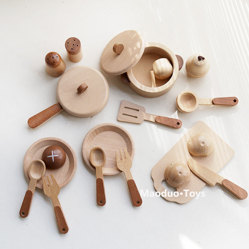 Kids Toys Kitchen Set - Maoduo Oyuncaklar Kayın Ahşap Çocuk Mutfak